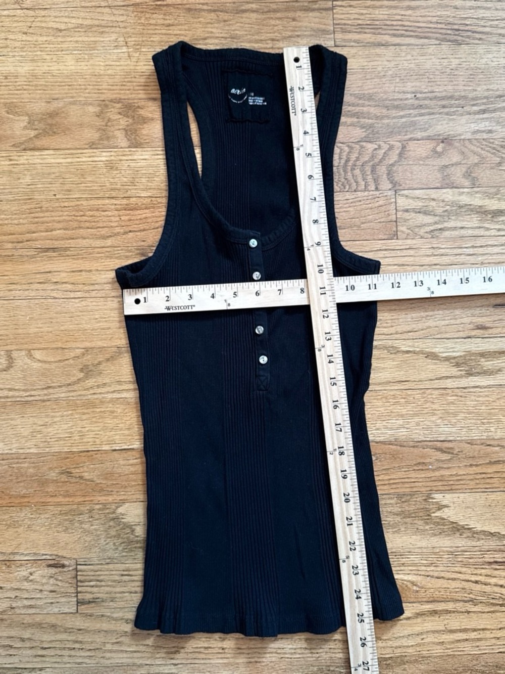 aerie Black Ribbed Henley-Style Racerback Tank - Picture 3 of 5